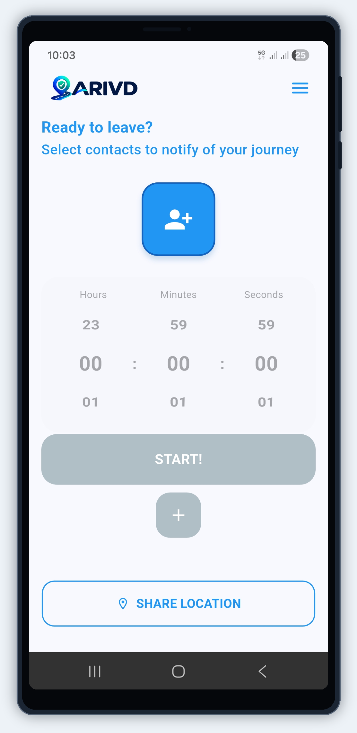 ARIVD app home screen